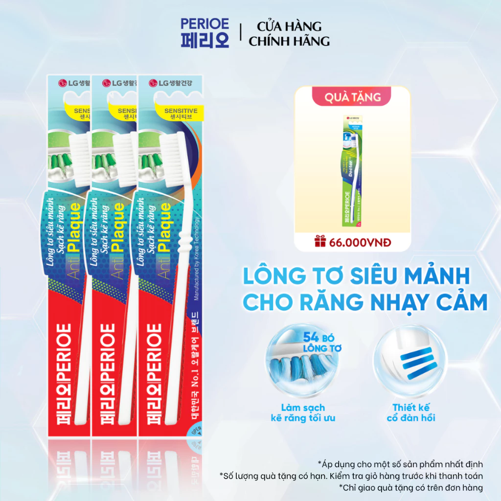 [CHÍNH HÃNG ĐỘC QUYỀN] Bàn chải răng PERIOE lông tơ siêu mảnh sạch kẽ răng, ngừa mảng bám, bảo vệ nướu dịu nhẹ