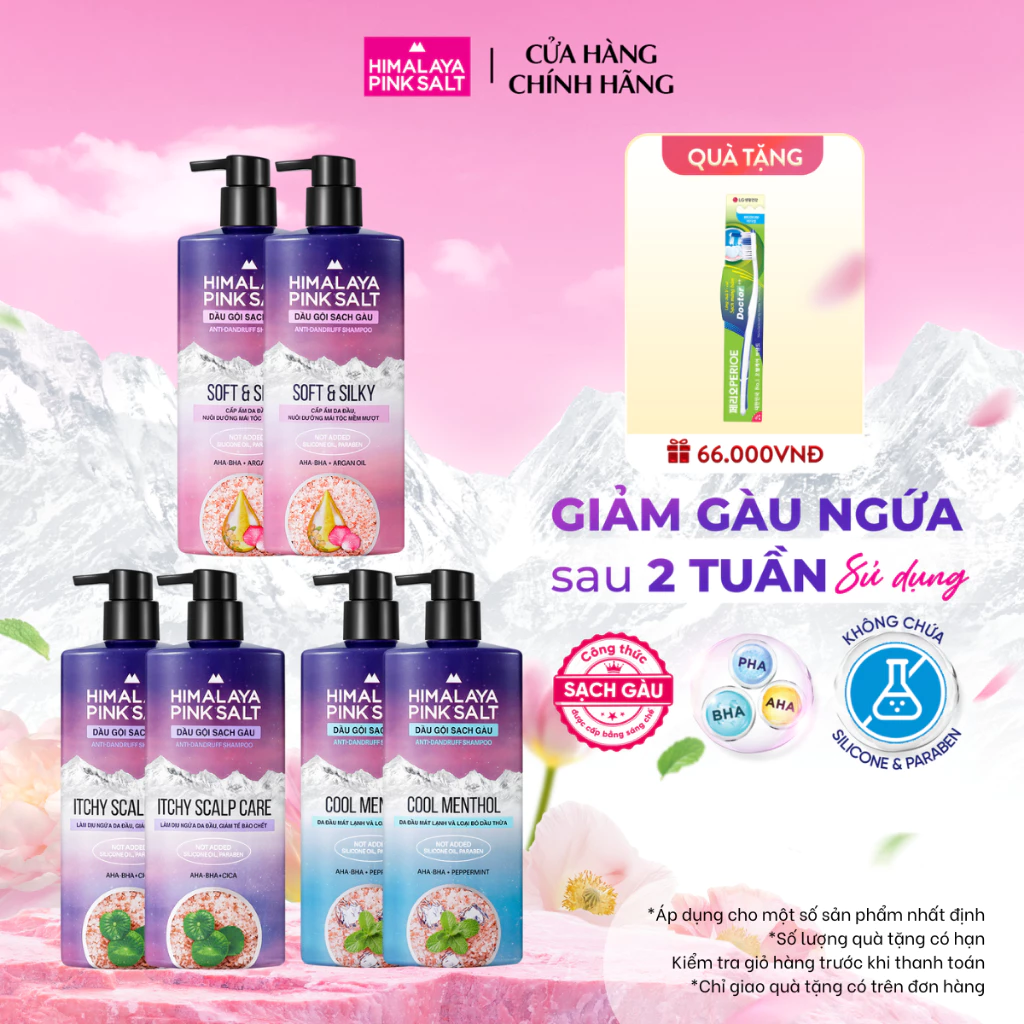 [CHÍNH HÃNG ĐỘC QUYỀN] Combo 2 Dầu gội sạch gàu Muối Hồng Himalaya loại bỏ dầu thừa, mát lạnh da đầu 650ml