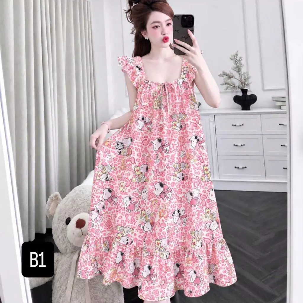 Mã B1 – Đầm Ngủ Hoa Nhí Hai Dây TOLE – Mềm Mịn, Thoáng Mát