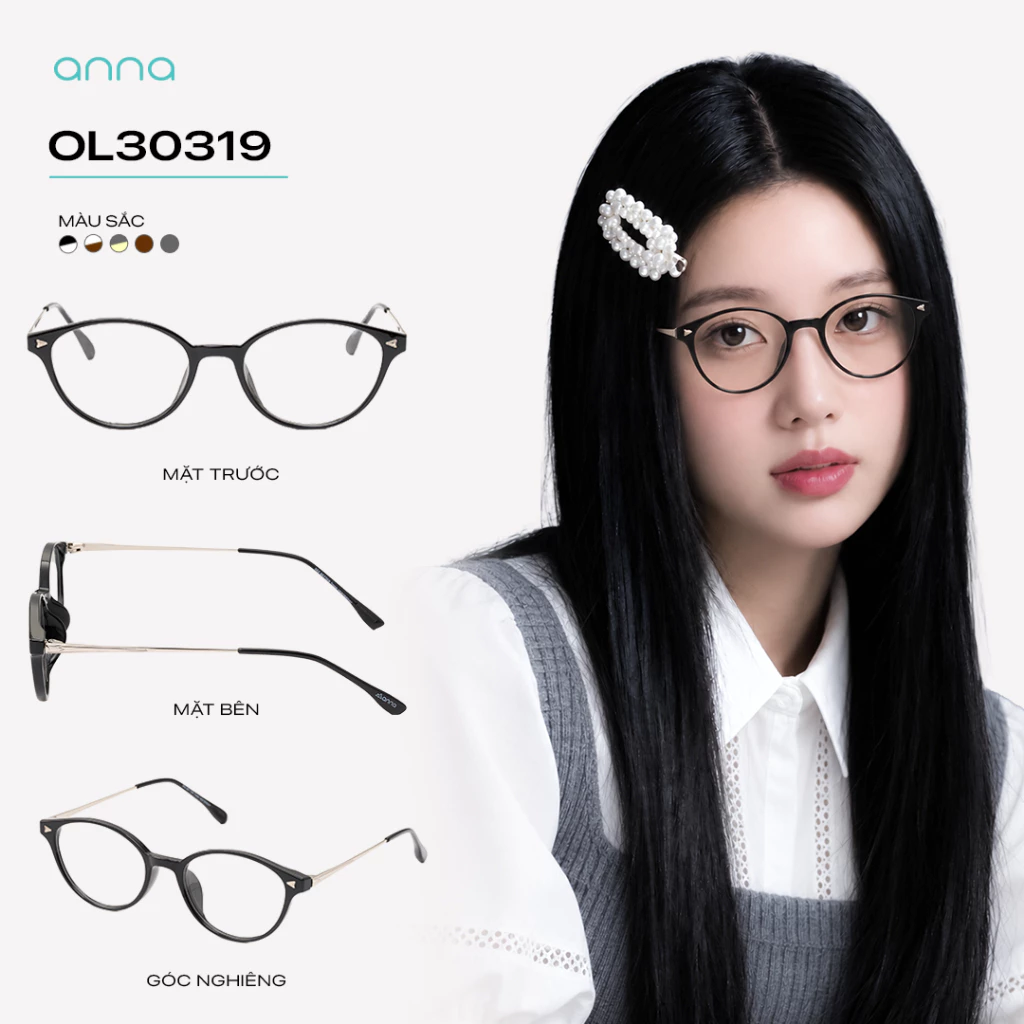 [BEST SELLER] Gọng kính thời trang nam nữ ANNA kim loại dáng oval mắt bé unisex cá tính OL 30319