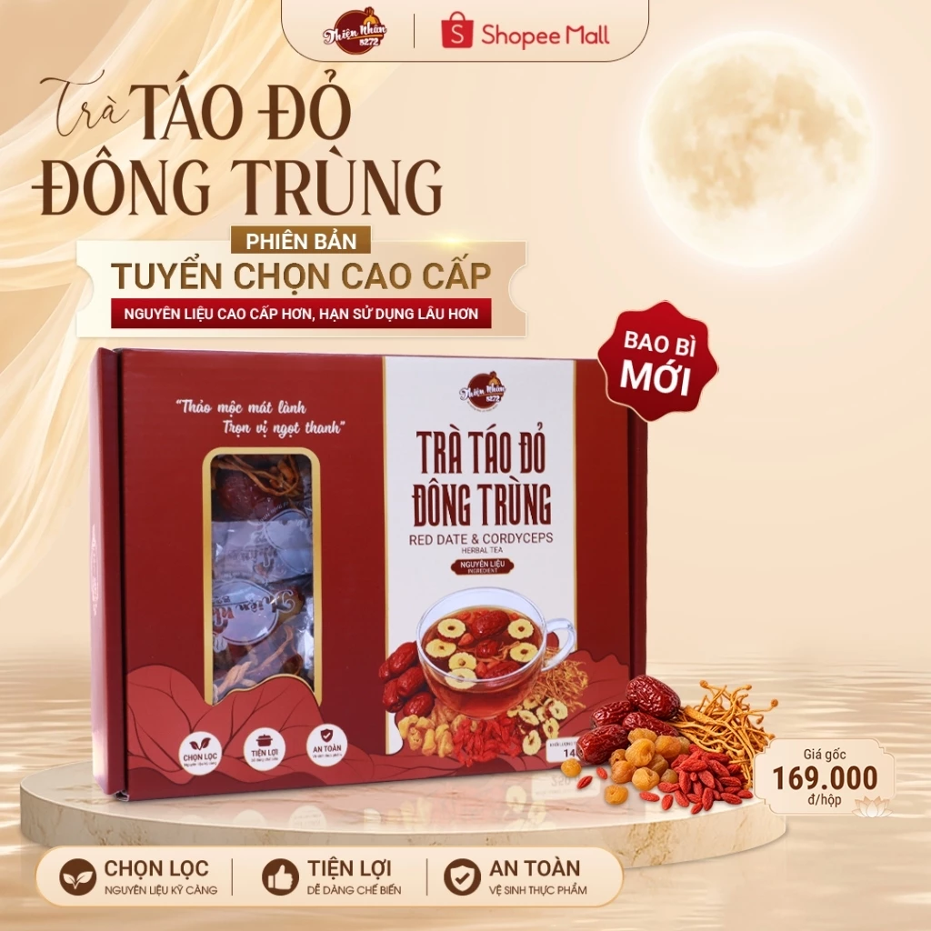 Set Nguyên Liệu Trà Táo Đỏ Đông Trùng Với Nguyên Liệu Được Tuyển Chọn- Số Lượng 15 Túi/ Hộp