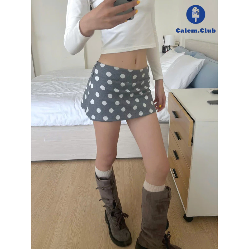Calem.Club - Chân váy nữ Polka Dot Skirt họa tiết chấm bi form cạp trễ tôn dáng dành cho nữ