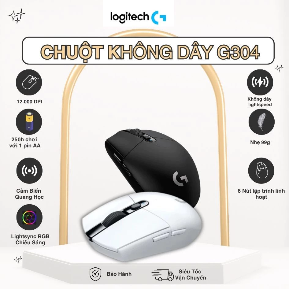 Logitech G304 Chuột Không Dây Cho Laptop PC Thiết Kế Gaming Nhẹ Gọn Kèm USB Receiver Nút Bấm Nhạy Dễ Sử Dụng