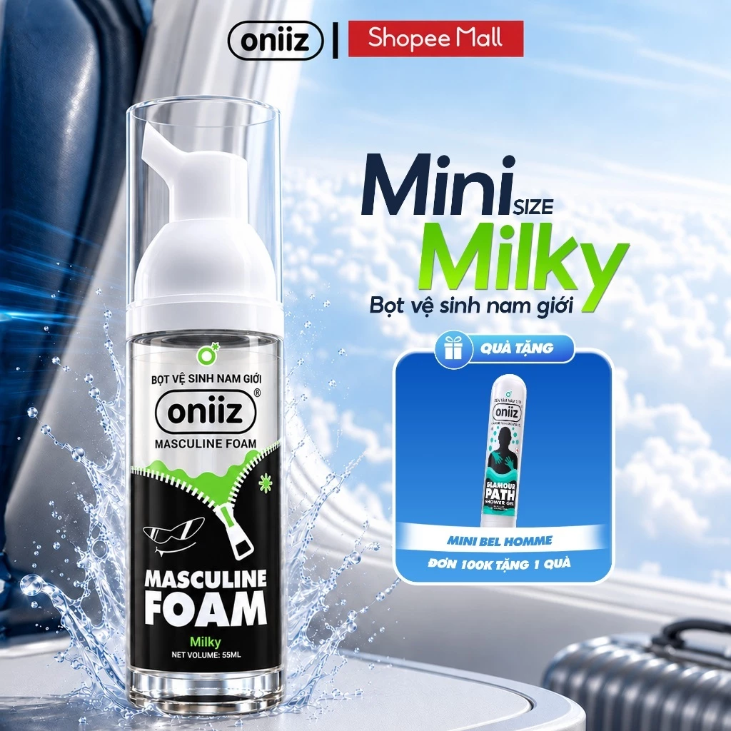 Bọt Vệ Sinh Nam Giới Oniiz Minisize Milky 55ml - Dung Dịch Vệ Sinh Nam Tạo Bọt, Kháng Khuẩn, Khử Mùi, Hương Cocktail