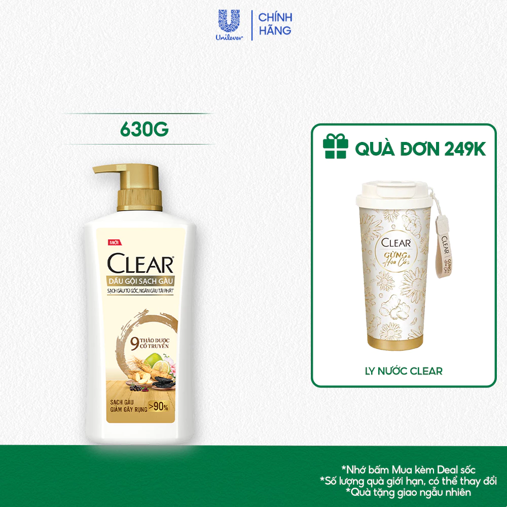 [LIVE] Dầu Gội Clear Thảo Dược Nuôi Dưỡng Da Đầu Từ Gốc, Sạch Gàu Và Giảm Gãy Rụng 630g