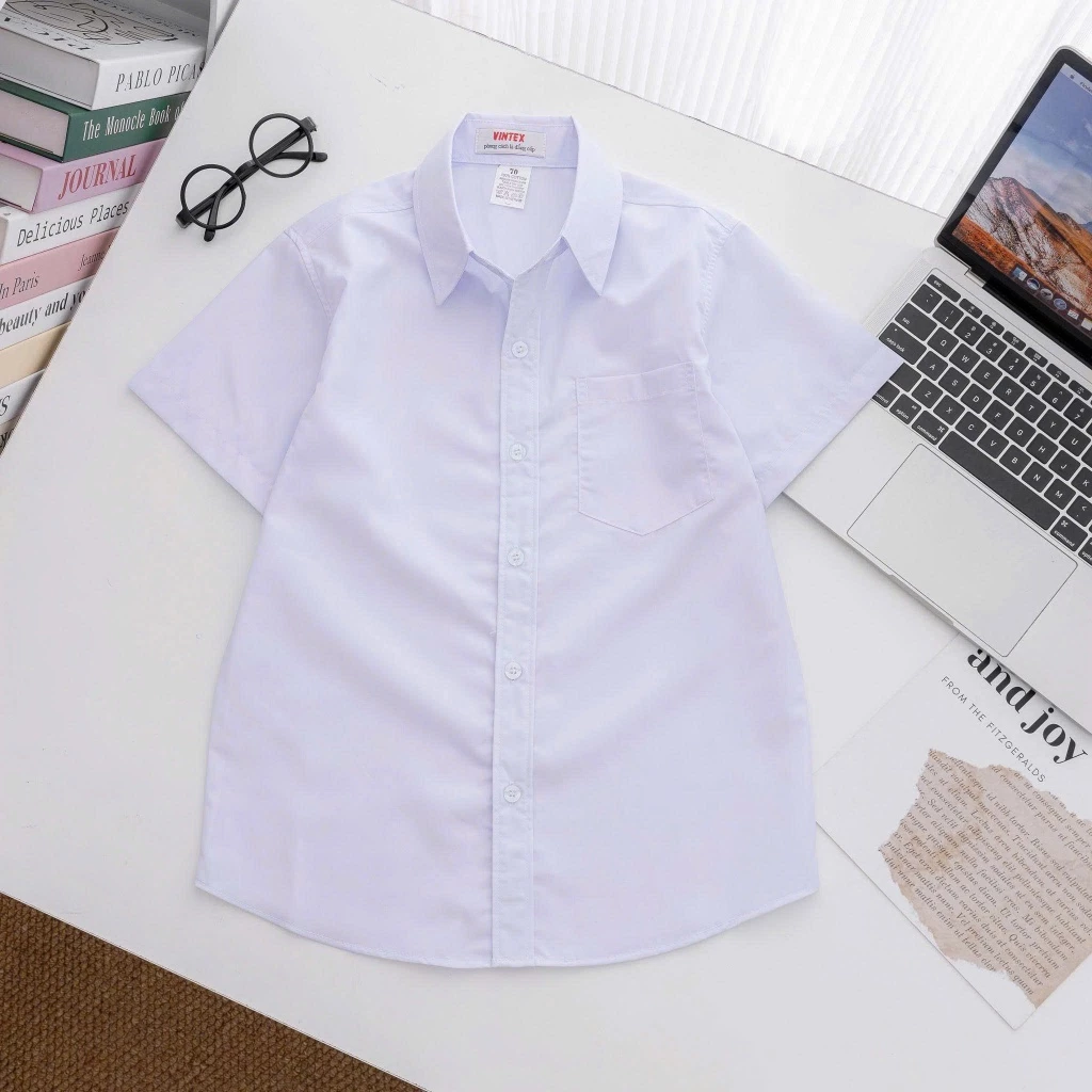 Áo Sơ Mi Nam Hàng Đẹp Tay Ngắn Kate Siêu Đồng Phục Học Sinh Cấp 1, Cấp 2, Cấp 3