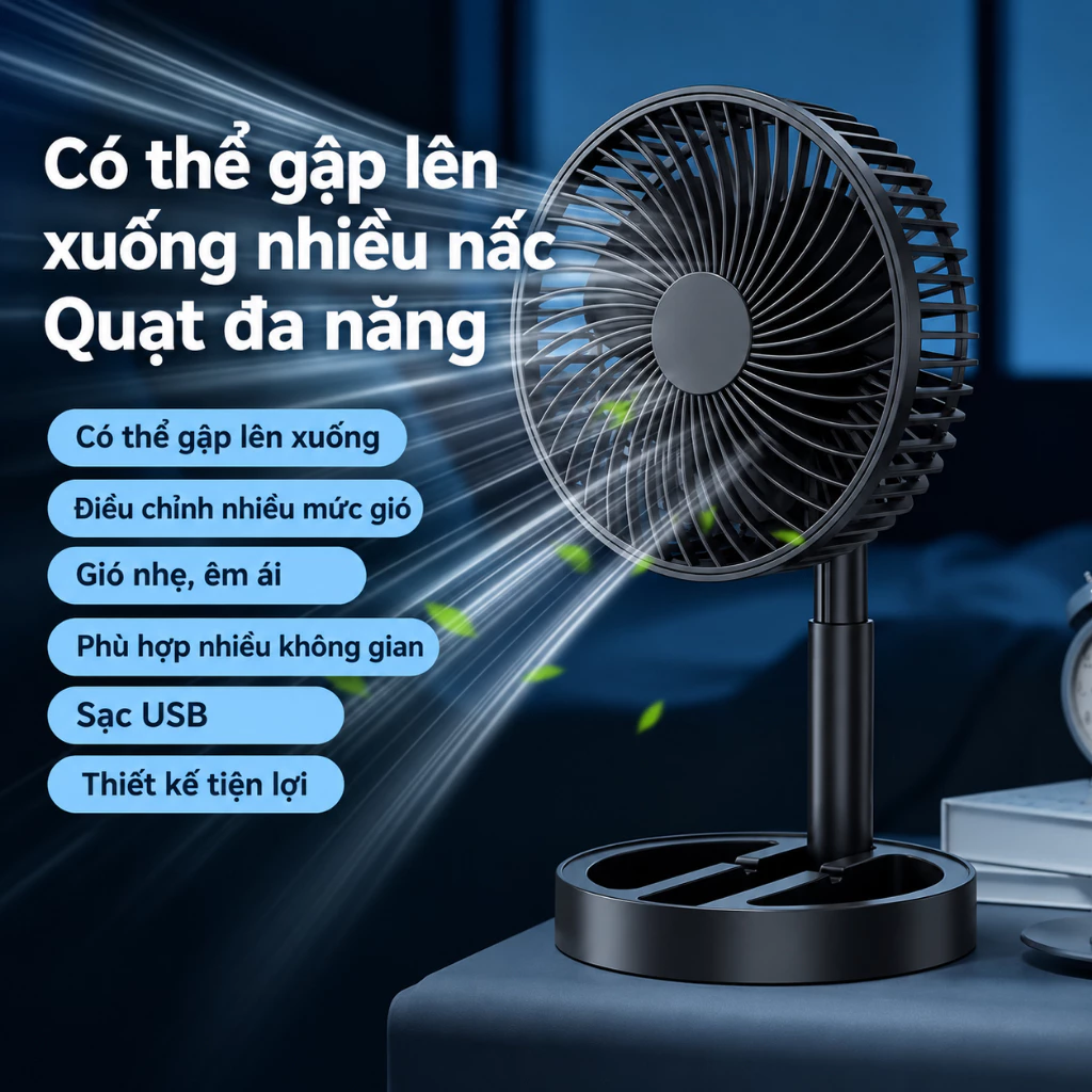 Quạt Cắm Điện Gấp Gọn - Quạt Điện Cổng USB - Quạt Để Bàn Nhỏ Gọn Tiện Lợi Quạt Mini