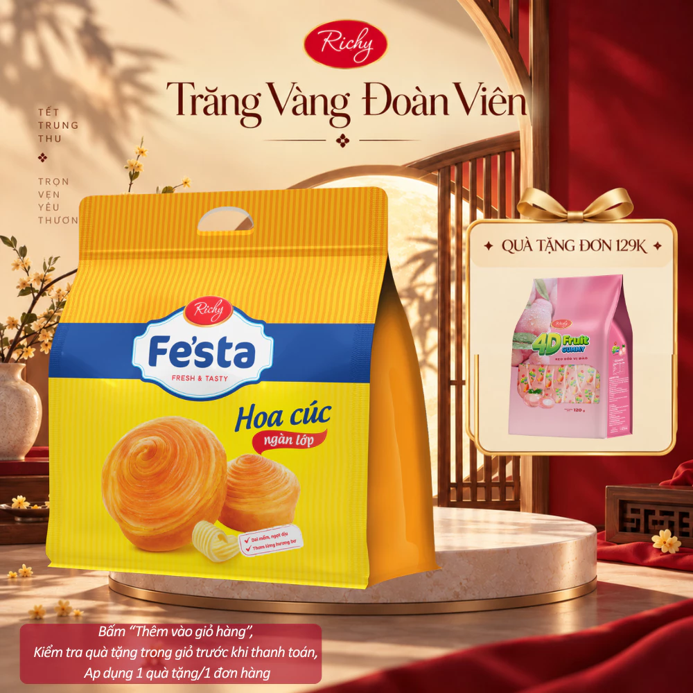 [HỎA TỐC HN] [Quà Tặng Đơn 129k] Bánh Mì Hoa Cúc Ngàn Lớp Festa Richy - HSD 30 ngày kể từ NSX