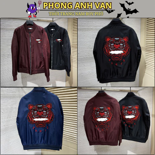 Áo Khoác Gío Nam Chần Bông Thêu Mặt Hổ Cực Nét - Áo Khoác Bomber Nam Nữ Cao Cấp Siêu Đẹp