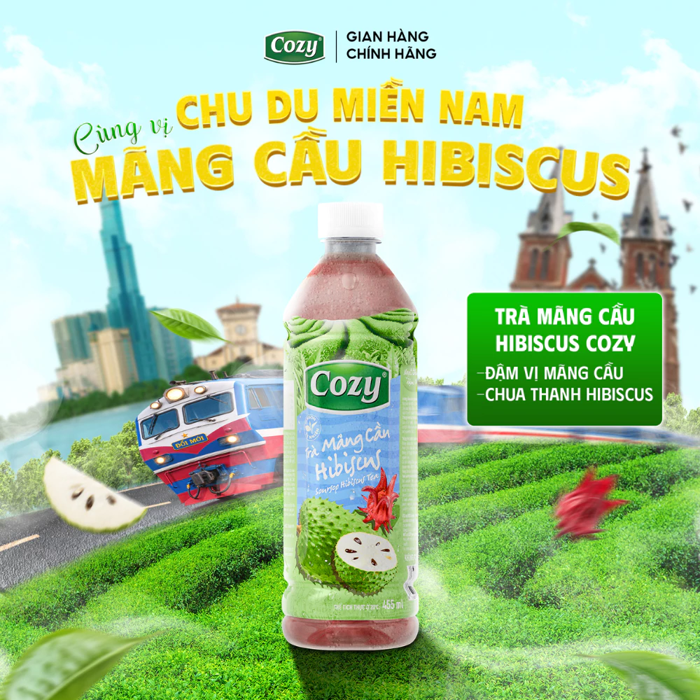 Trà Mãng Cầu Hibicus Cozy Ngọt Thanh Đậm Trà Ngon Rõ Vị Thùng 24 Chai 455ml