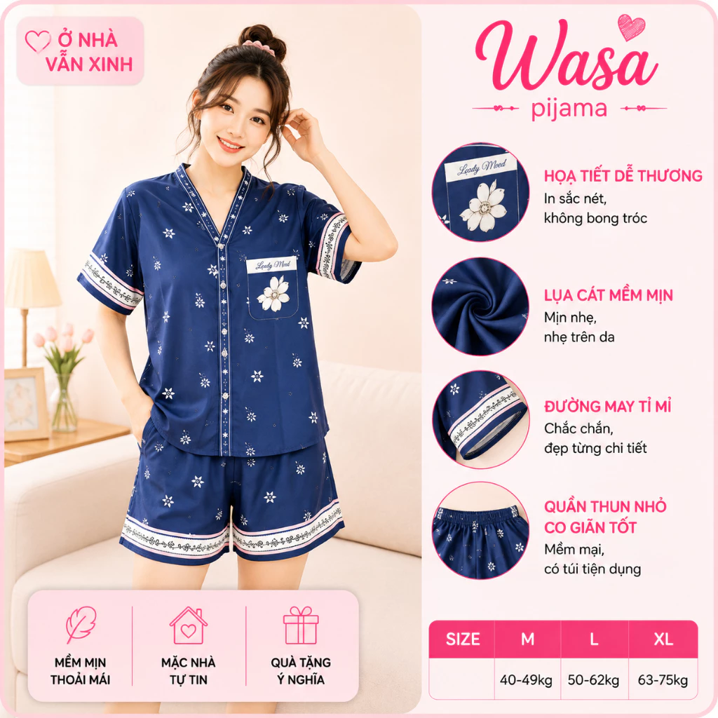 Bộ Đồ Ngủ Nữ Mùa Hè Pijama Lụa Cát Siêu Mềm Mượt Dáng Hàn Thoáng Mát Họa Tiết Sang Chảnh 2026