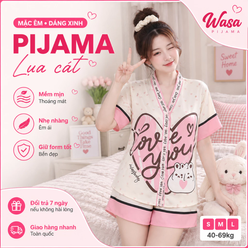Đồ Bộ Mặc Nhà Cộc Đùi Cao Cấp  Chất Lụa Cát - Bộ Đồ Ngủ Pijama Siêu Hot In Họa Tiết Hot Trend 2026