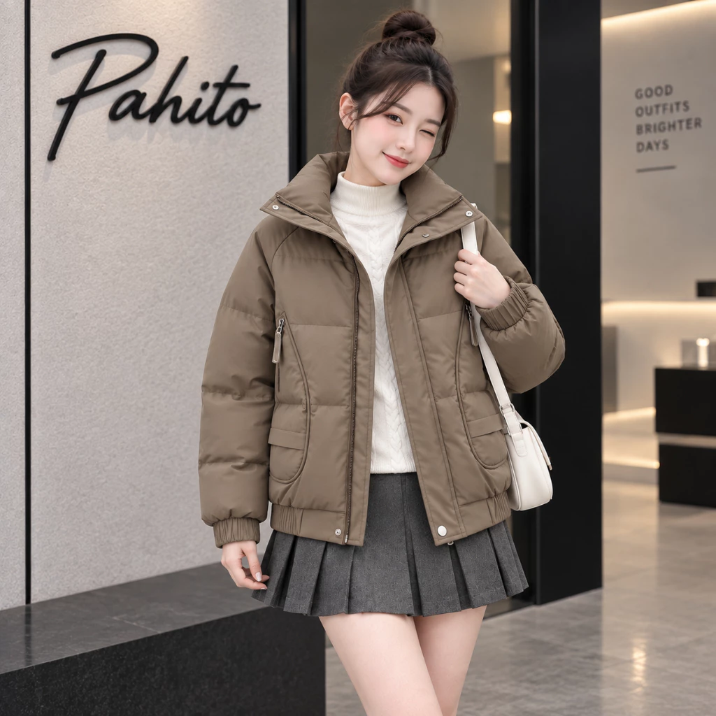 Áo khoác phao nữ mùa đông , áo khoác nữ 3 lớp dày dặn có túi khoá