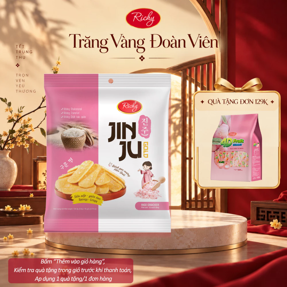 [HỎA TỐC HN] [Tặng Quà Đơn 129k] Combo 2 Túi Bánh gạo Jinju vị Muối Hồng Himalaya 135g