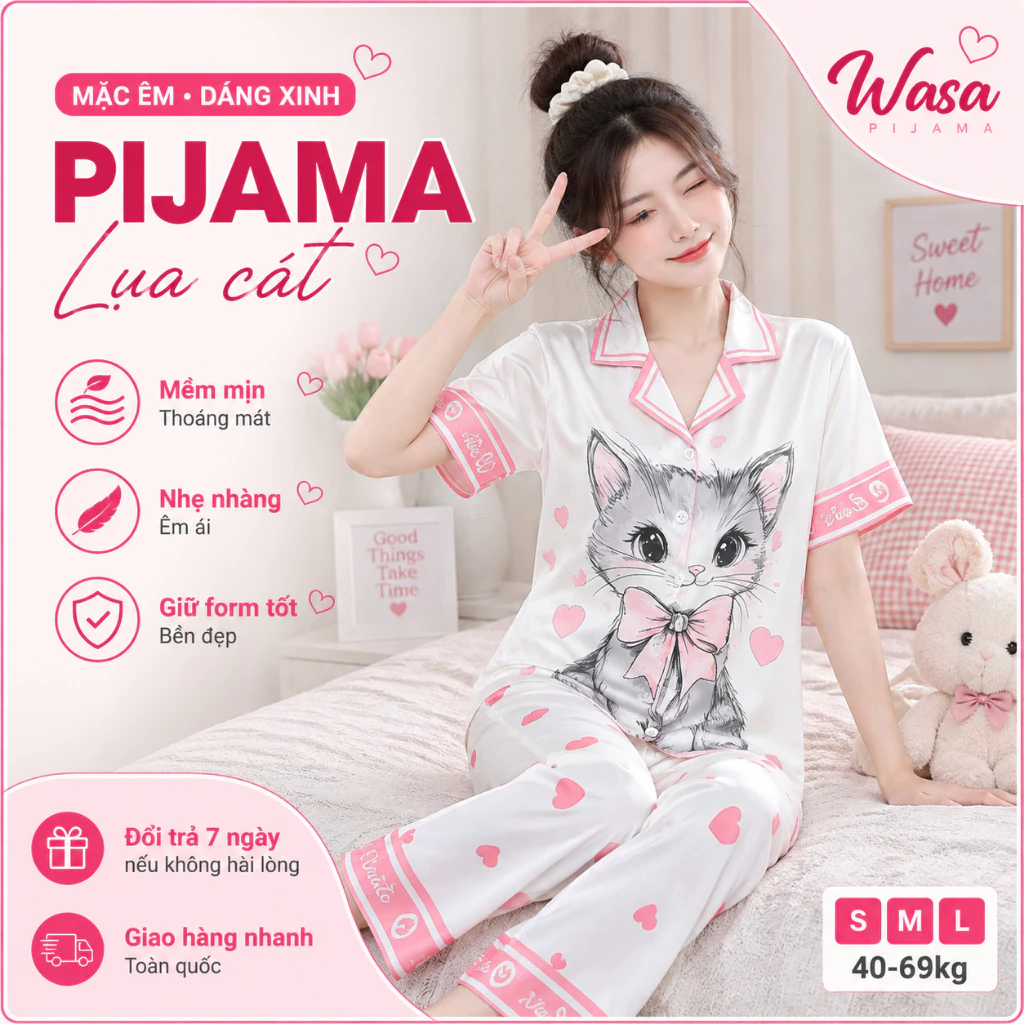 Set bộ Pijama labubu Lụa cát mềm mịn sang chảnh, hàng đủ size hot trend 2025