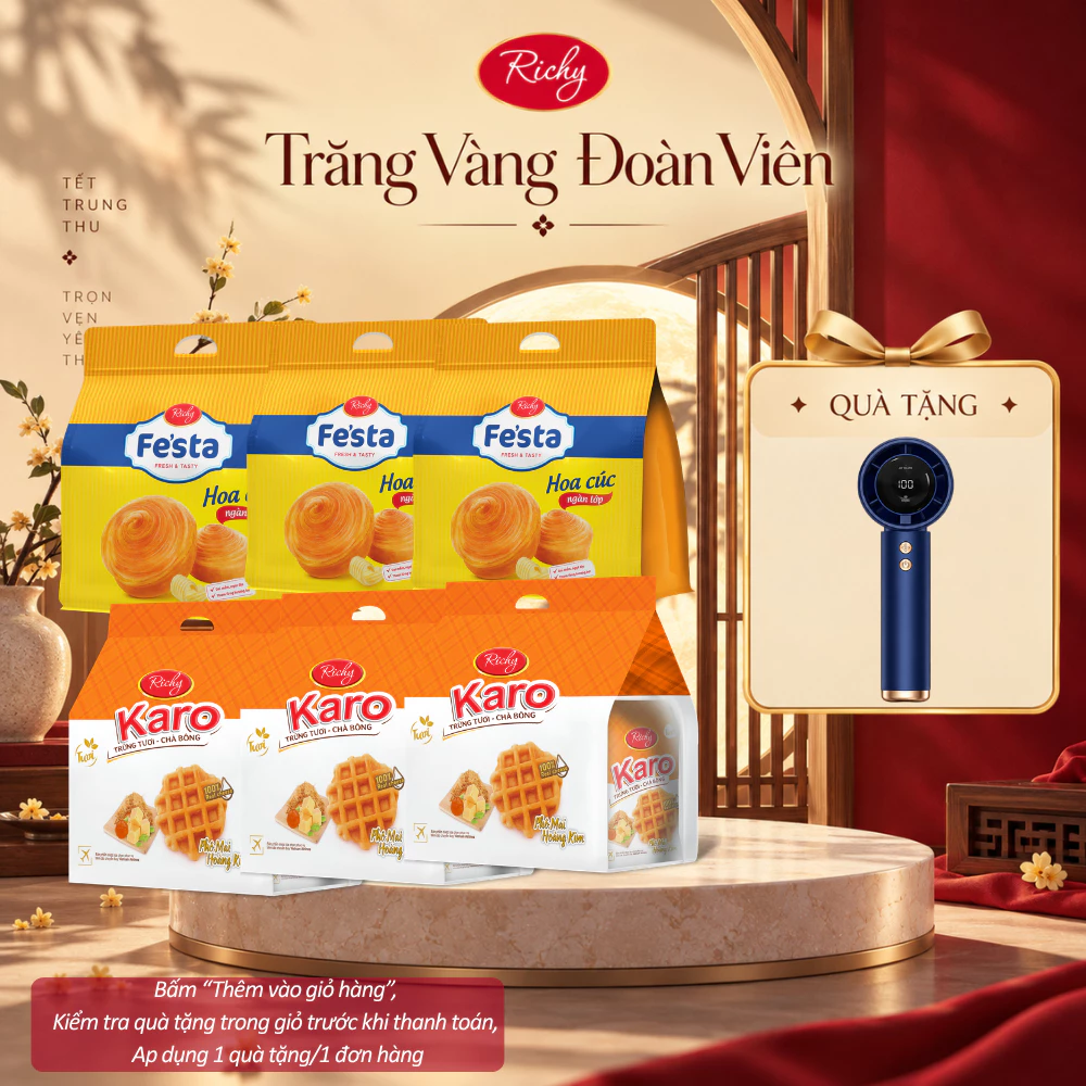[HỎA TỐC HN] [Tặng Quạt Đơn 250k] Combo 6 Túi Bánh Tươi RICHY: Karo Phô Mai & Bánh Mì Hoa Cúc