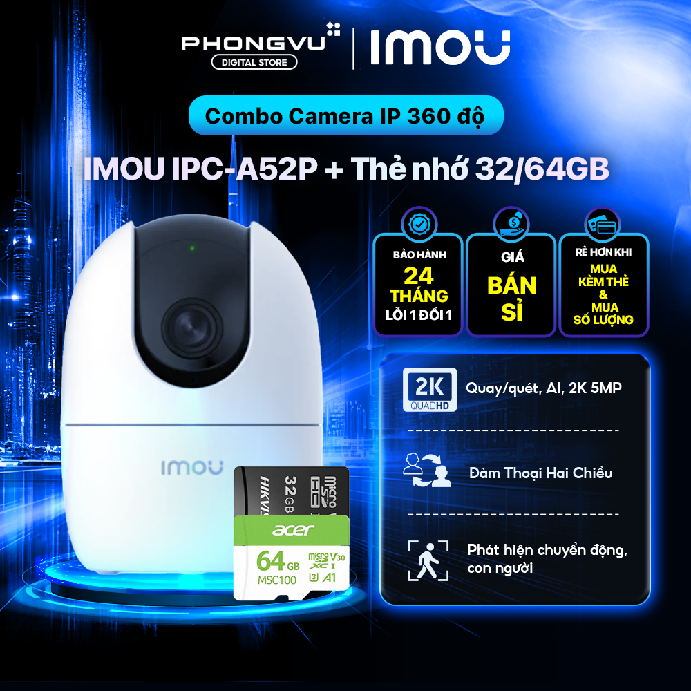Camera IMOU Wifi Trong Nhà IMOU A32EP (3MP) / A52P (5MP) - Quay Quét 360, Đàm…