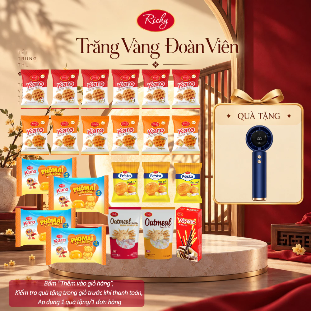 [HỎA TỐC HN] [Tặng Quạt Đơn 250k] Thùng/Hộp 18-32 Bánh Tươi NGON Combo Richy Fresh Box Mix Vị Karo Fe'sta