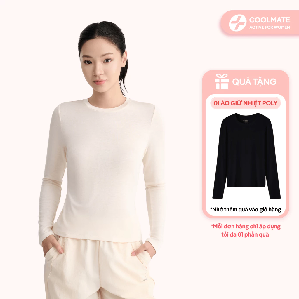 [MUA 1 TẶNG 1] Áo giữ nhiệt Nữ Ex-Warm cổ thấp áo thể thao giữ ấm tốt mềm mại -Coolmate Active For Women
