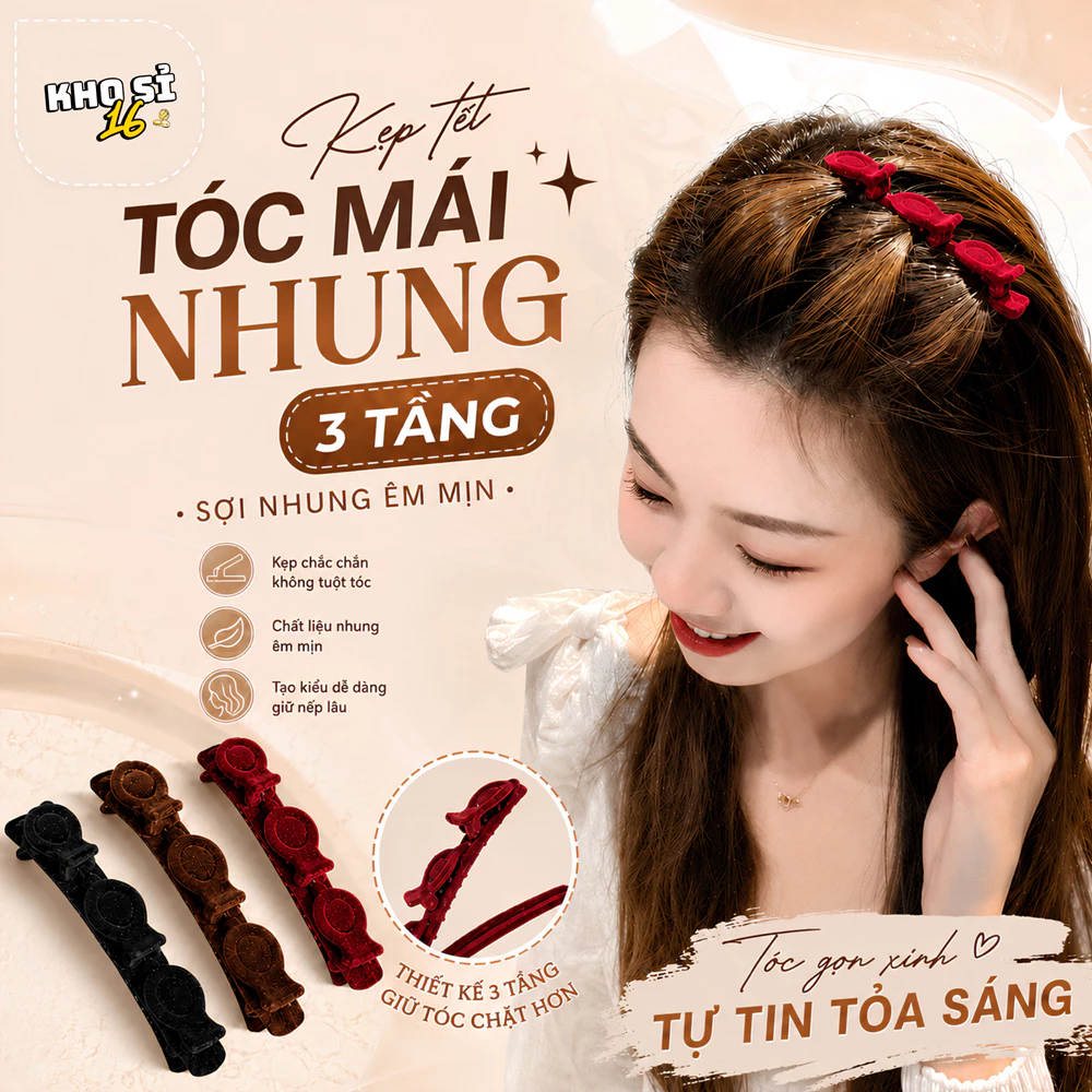 Kẹp Tết Tóc Nữ Hot Trend, Tạo Kiểu Nhanh, Giữ Tóc Gọn Đẹp, Phụ Kiện Tóc Xinh, Chất Liệu Vải Nhung_khosi16