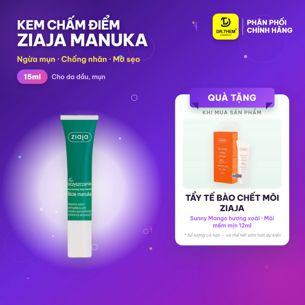 Kem Chấm Mụn Ziaja Manuka 15ml, Giảm Mụn Cho Da Mụn Trứng Cá