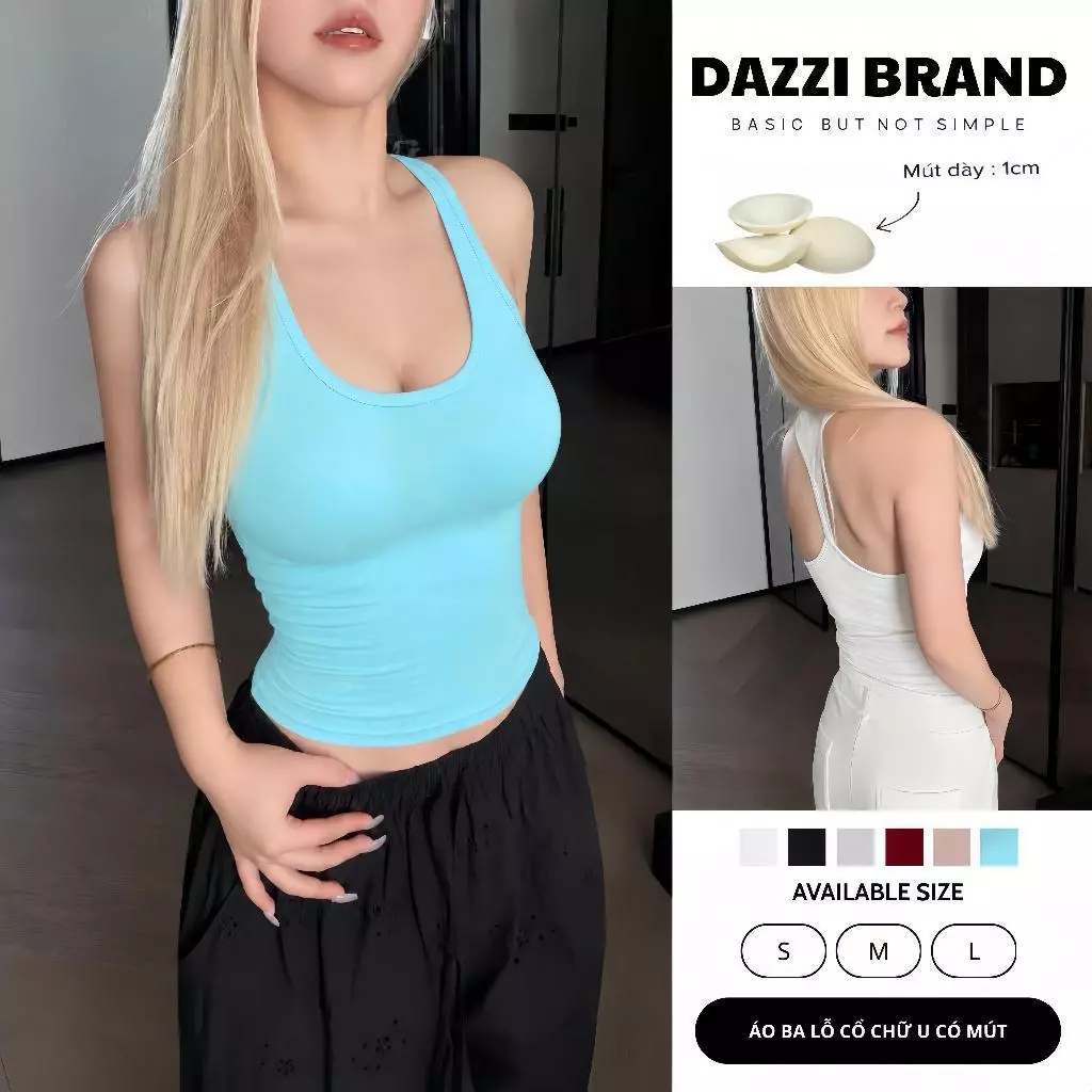 [KÈM MÚT] Áo Thun Ba Lỗ Nữ Cổ Chữ U form ôm body tôn dáng chất cotton mịn B019