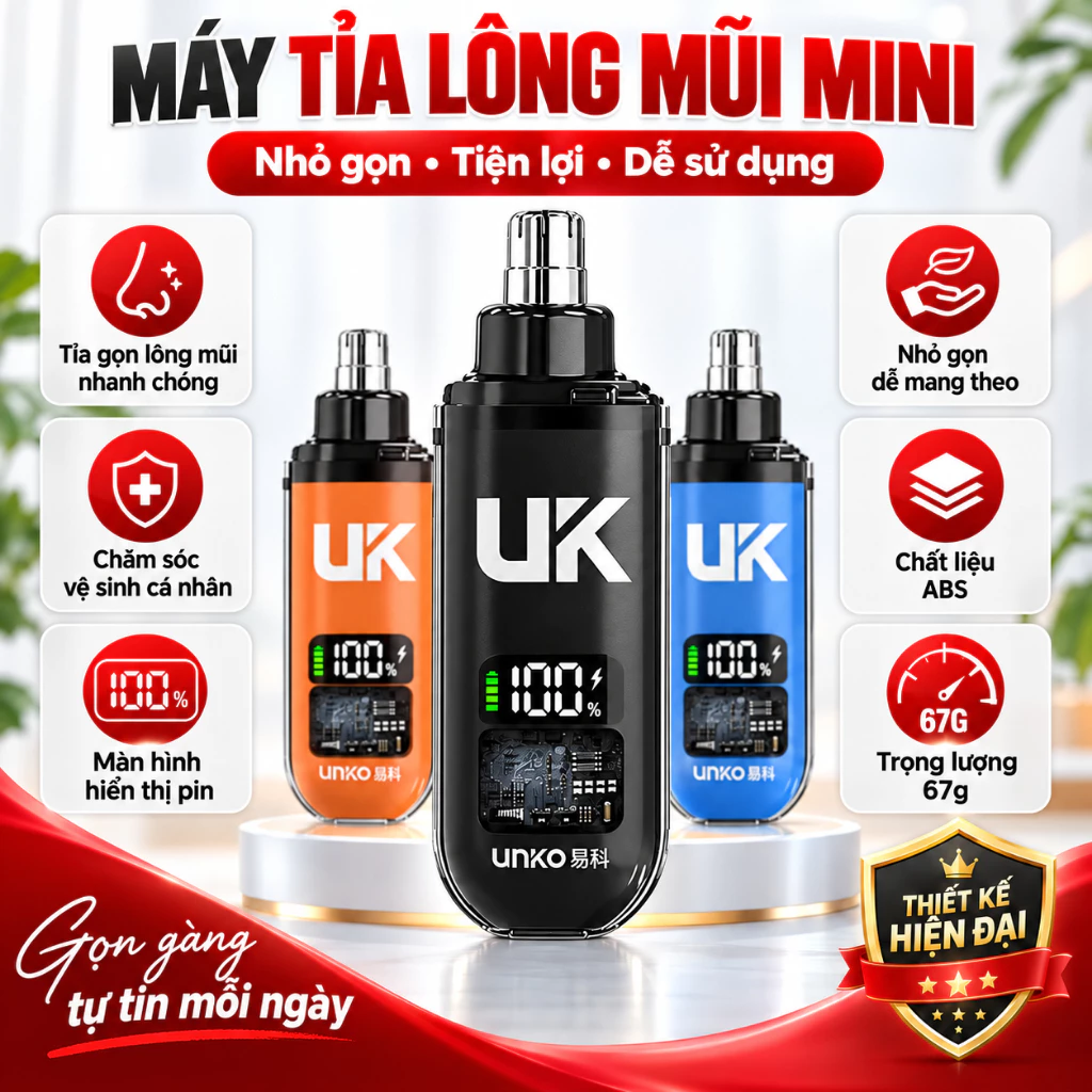 Máy tỉa lông mũi , cắt lông mũi nam  thiết kế thời trang có màn hình kết hợp cùng mạch  chống chập và nhựa abs