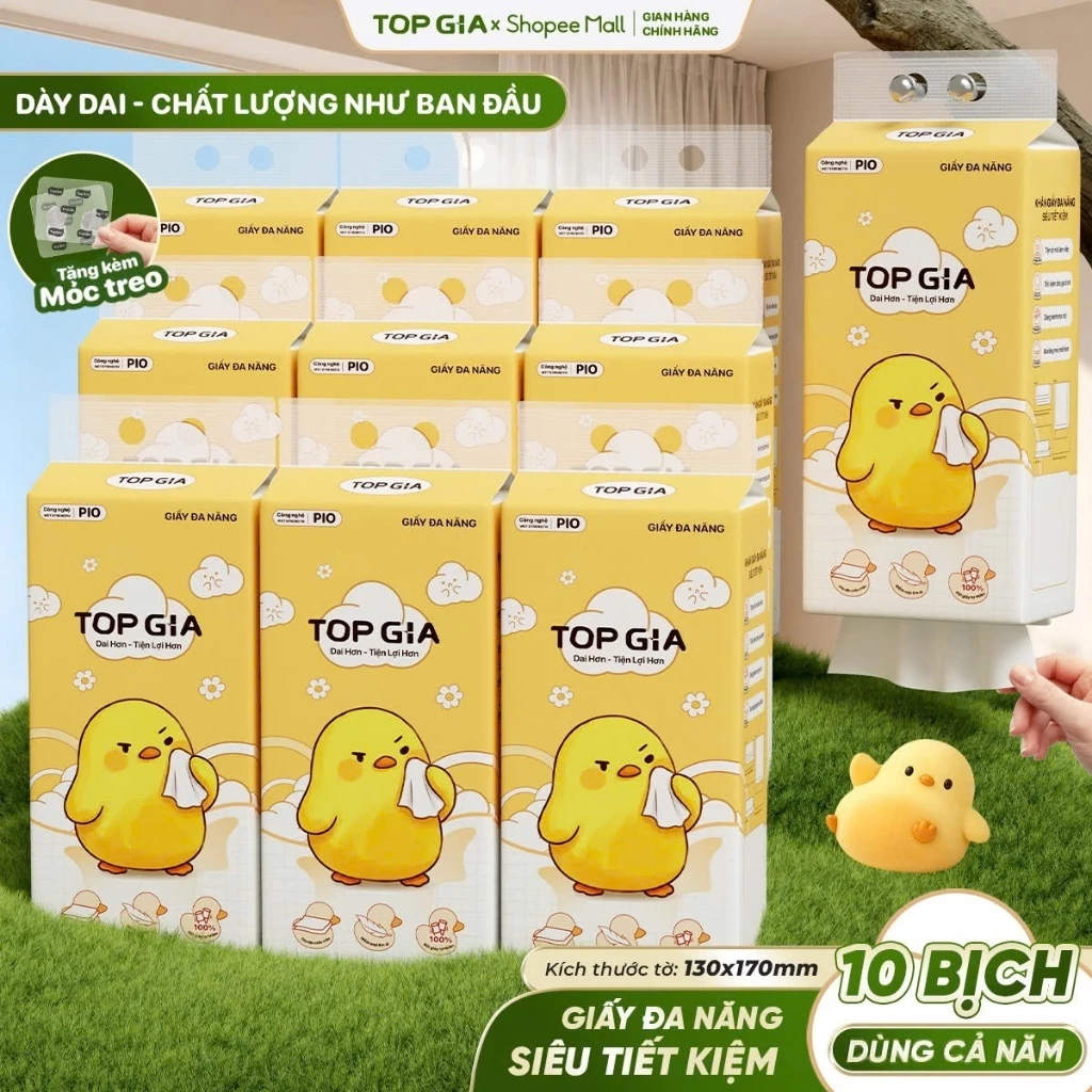 [SIÊU TIẾT KIỆM] Khăn Giấy Pio TopGia Đa Năng Cao Cấp Thùng 10 8 5 4 Bịch Siêu Dai Mềm Mịn 200 Lần Rút