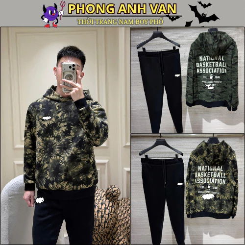Bộ Quần Ao Nỉ Nam Nữ In Hoa Văn LOANG Cực Đẹp - Bộ Quân Aó Nỉ Nam Nữ Cao Cấp