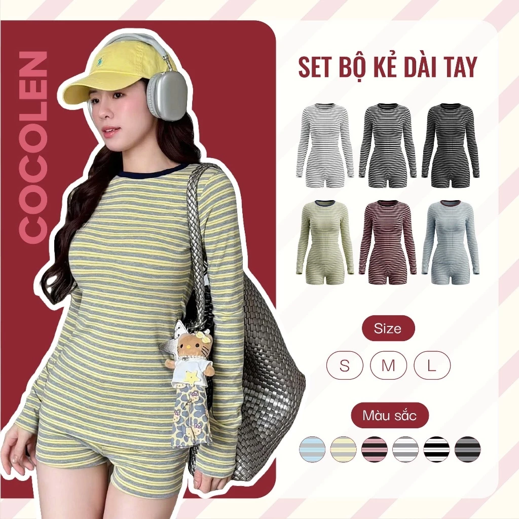 [MỞ BÁN] Set Bộ Dài Tay Nữ Cotton Rib Kẻ Đôi Co Giãn 4 Chiều, Set Đồ Nữ Thời Trang Thu Đông, Form Thoải Mái, Mặc Đi Chơi