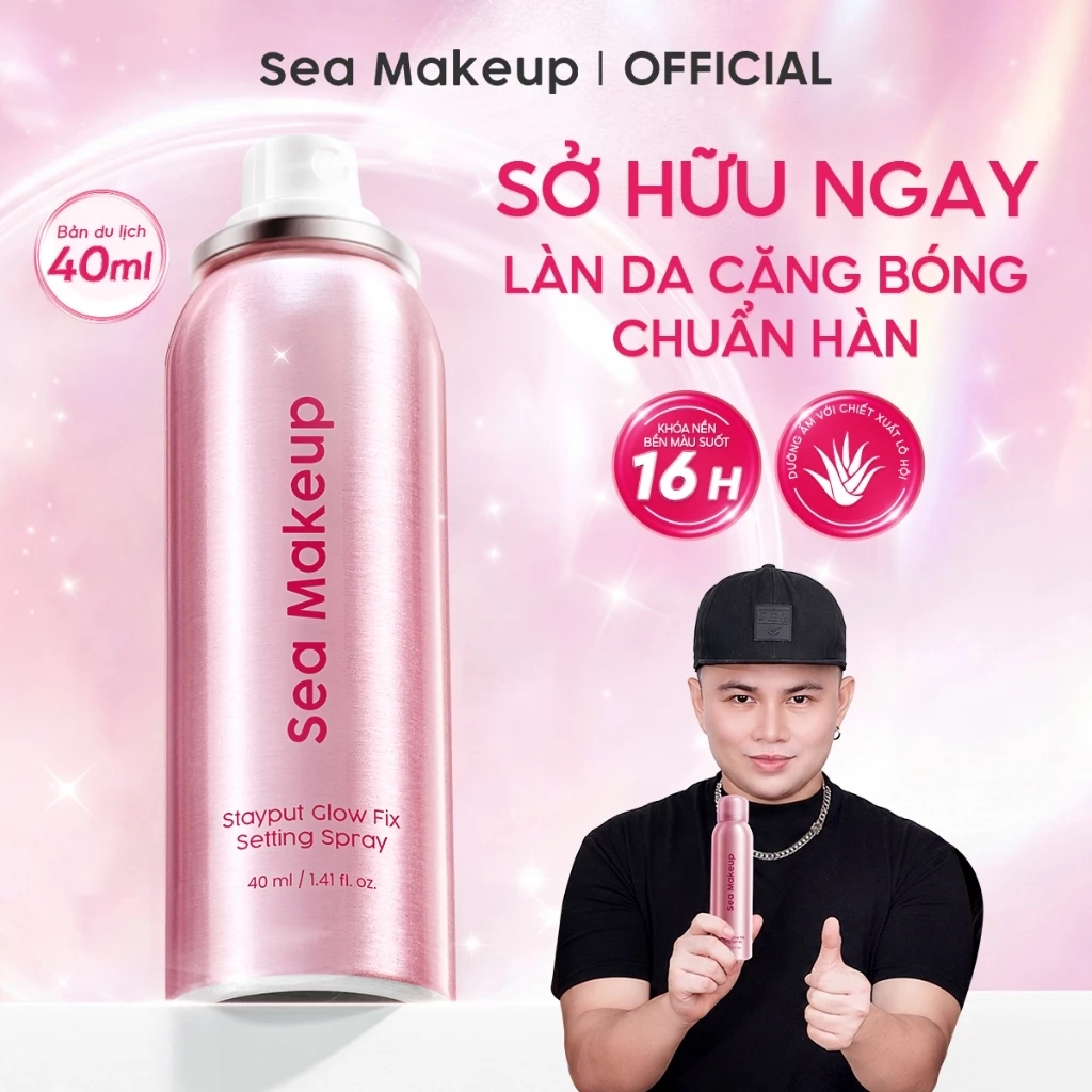 Xịt khoá nền Sea Makeup Glow Fix Setting Spray 40ml [1]