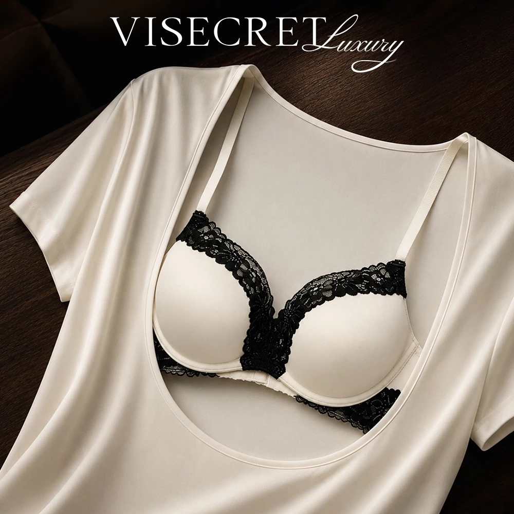 Áo Lót Áo Trong PushUp Bra Nữ Chất Su Phối Viền Ren Mút Đệm Dày Độn Nâng Quả Tạo Khe Dây Vai Bản Lưng Nhỏ -- A-VN260450