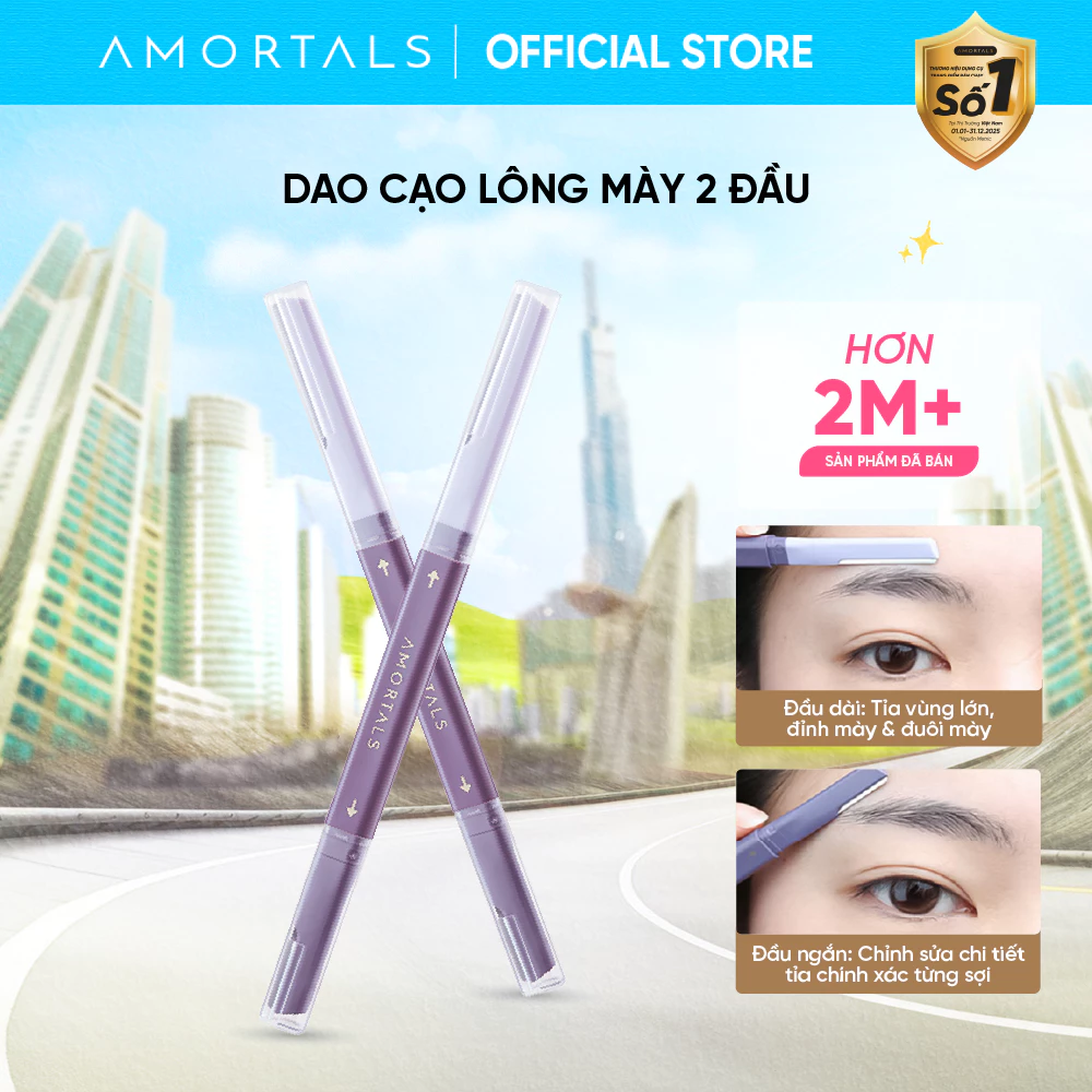 [BD] Dao cạo lông mày hai đầu Amortals dao tỉa lông mày tiện lợi không gỉ an toàn cho da Mỹ Phẩm [BD]