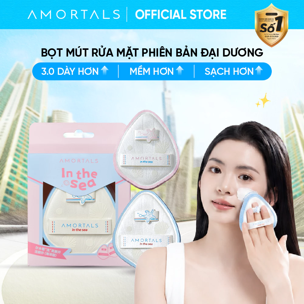 [BD] Bọt Mút Rửa Mặt Phiên Bản In The Sea 3.0 Amortals -Tẩy Trang & Làm Sạch 2in1, Siêu Mềm Mại, Làm Sạch An Toàn Cho Da