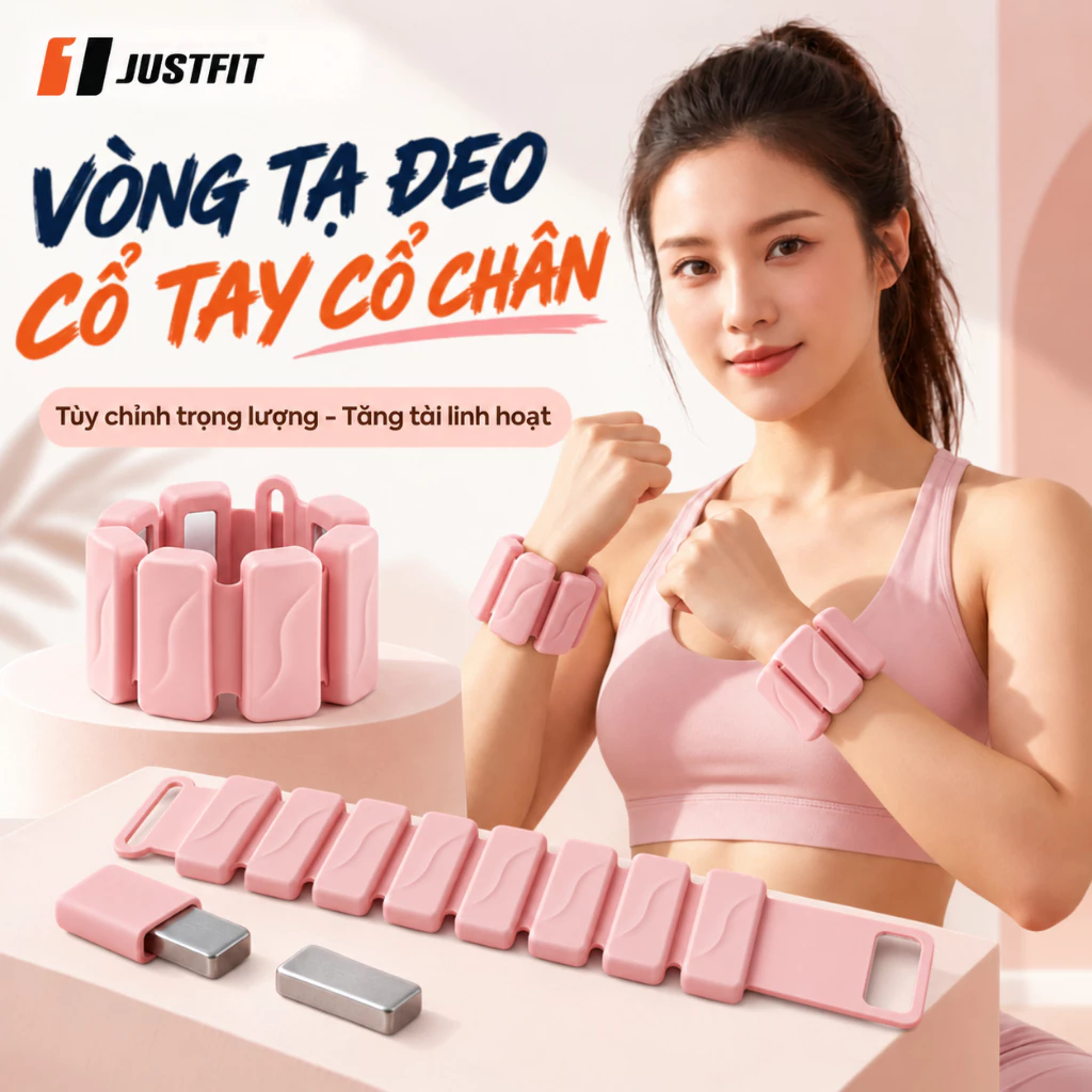Vòng Tạ Đeo Tay Chân JUSTFIT Silicone Tăng Trọng Lượng Tập Yoga Pilates Đi Bộ Chạy Bộ