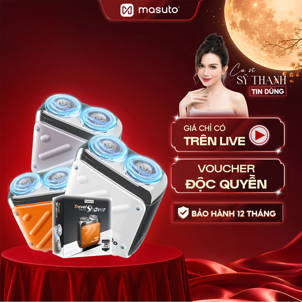 Máy cạo râu Masuto ShaverGo lưỡi dao kép mỏng Chống nước IPX7 cạo khô hay ướt đều thoải mái