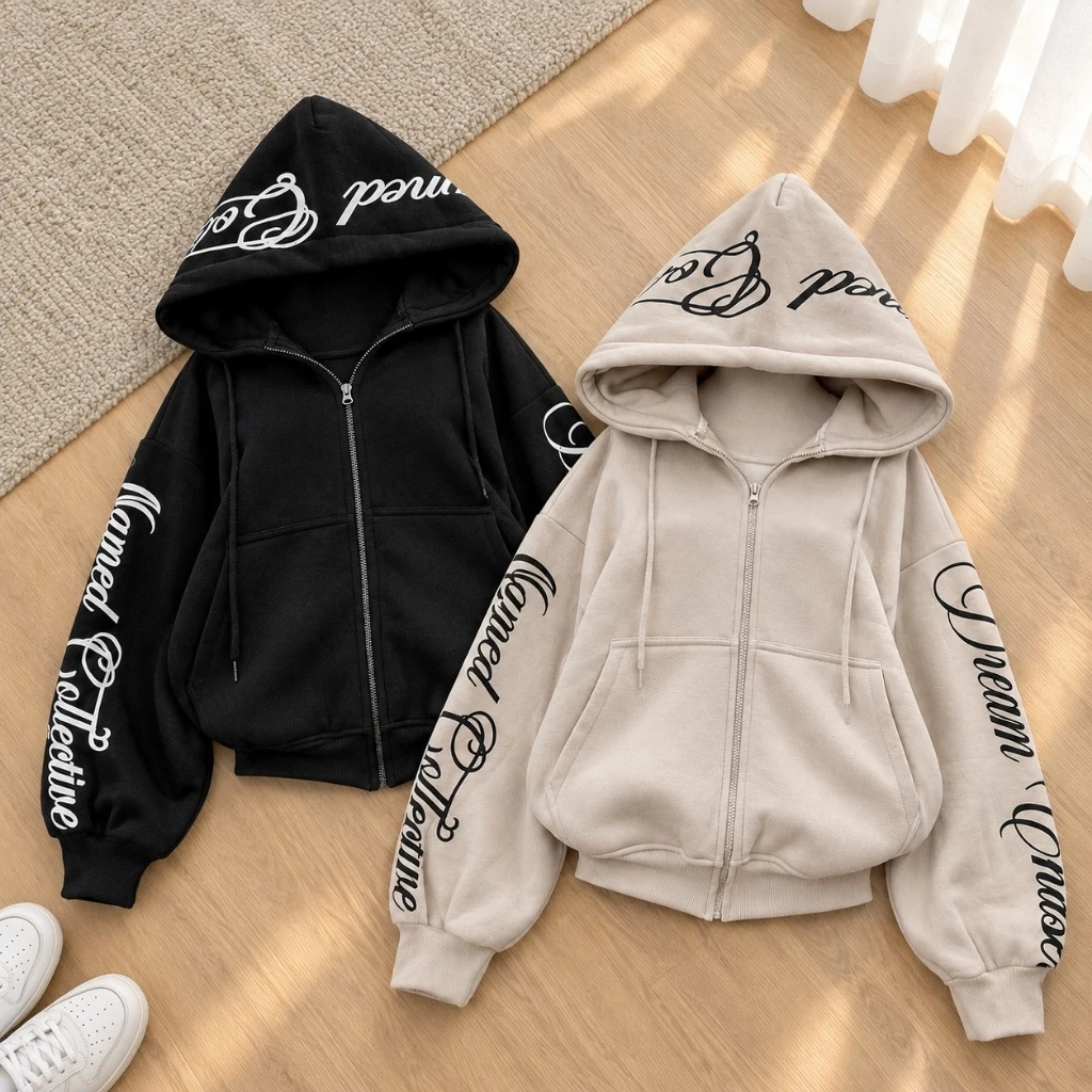 Áo Khoác Hoodie Zip Nam Nữ TOMANO Vải Nỉ Dày Tay Phồng Nón Rộng Form Unisex Chống Nắng - KNXK29