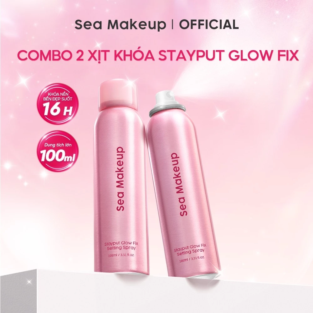 Combo 2 Xịt khoá nền Sea Makeup Glow Fix Setting Spray 100ml+100ml [1]