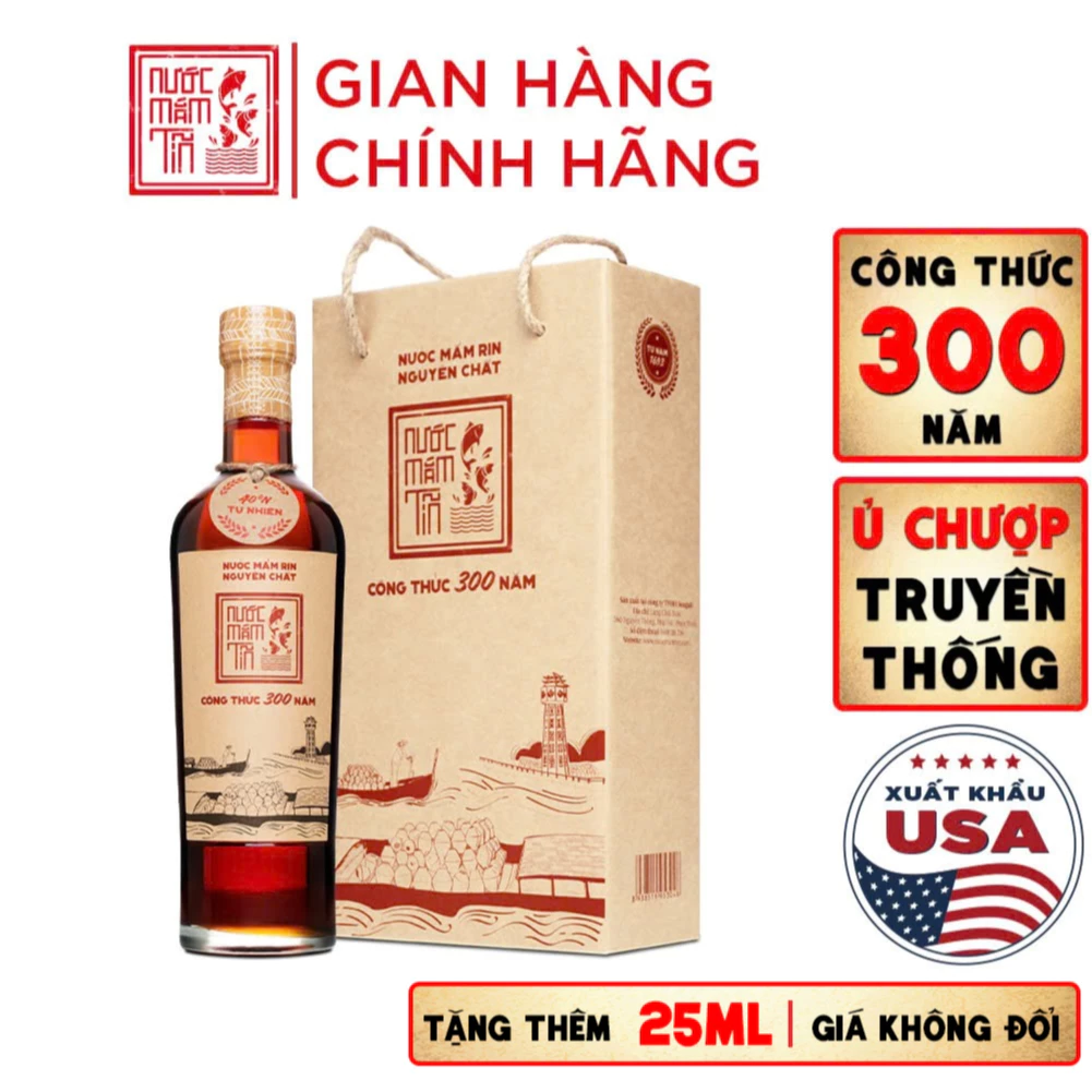 [Nước mắm NGON] Nước mắm Tĩn nhãn đỏ độ đạm 40N chai thủy tinh 525ml rin nguyên chất truyền thống