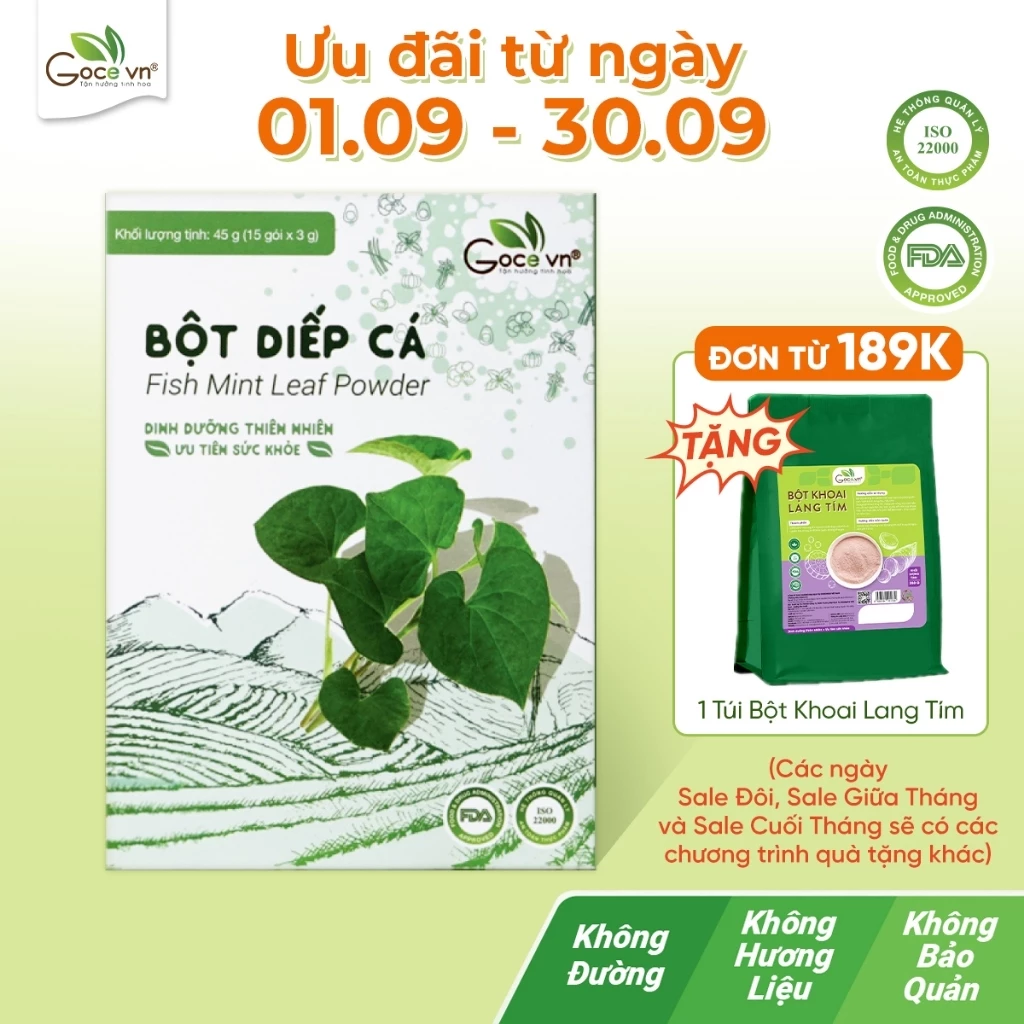 Bột diếp cá nguyên chất Goce - 45g (15 gói x 3g) ST