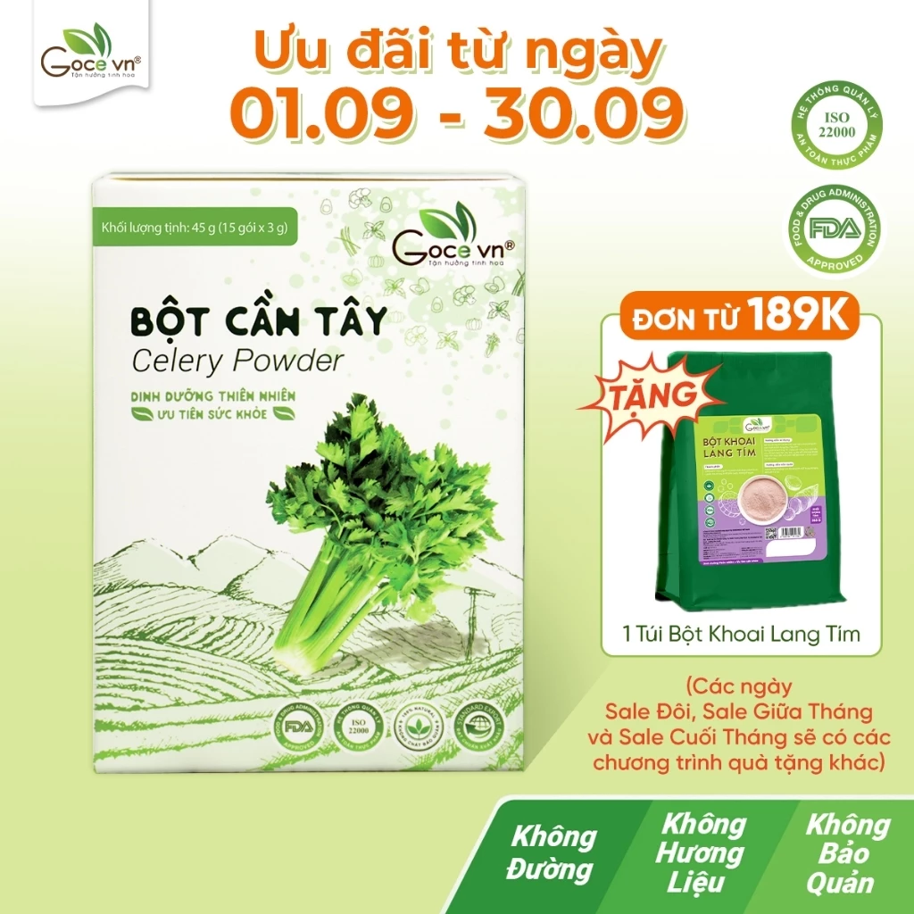 Bột cần tây nguyên chất Goce - 45g (15 gói x 3g) ST