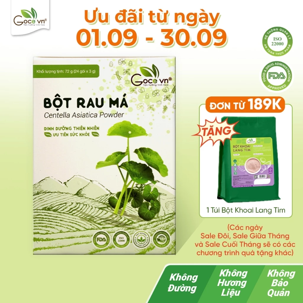 Bột rau má nguyên chất Goce - 72g (24 gói x 3g)