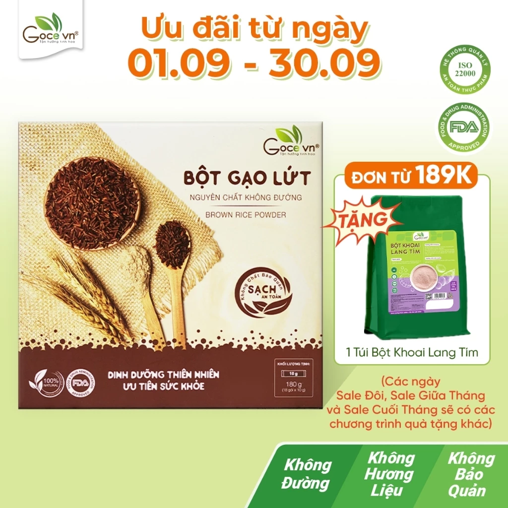 Bột gạo lứt nguyên chất GOCE - 180g (18 gói x 10g)