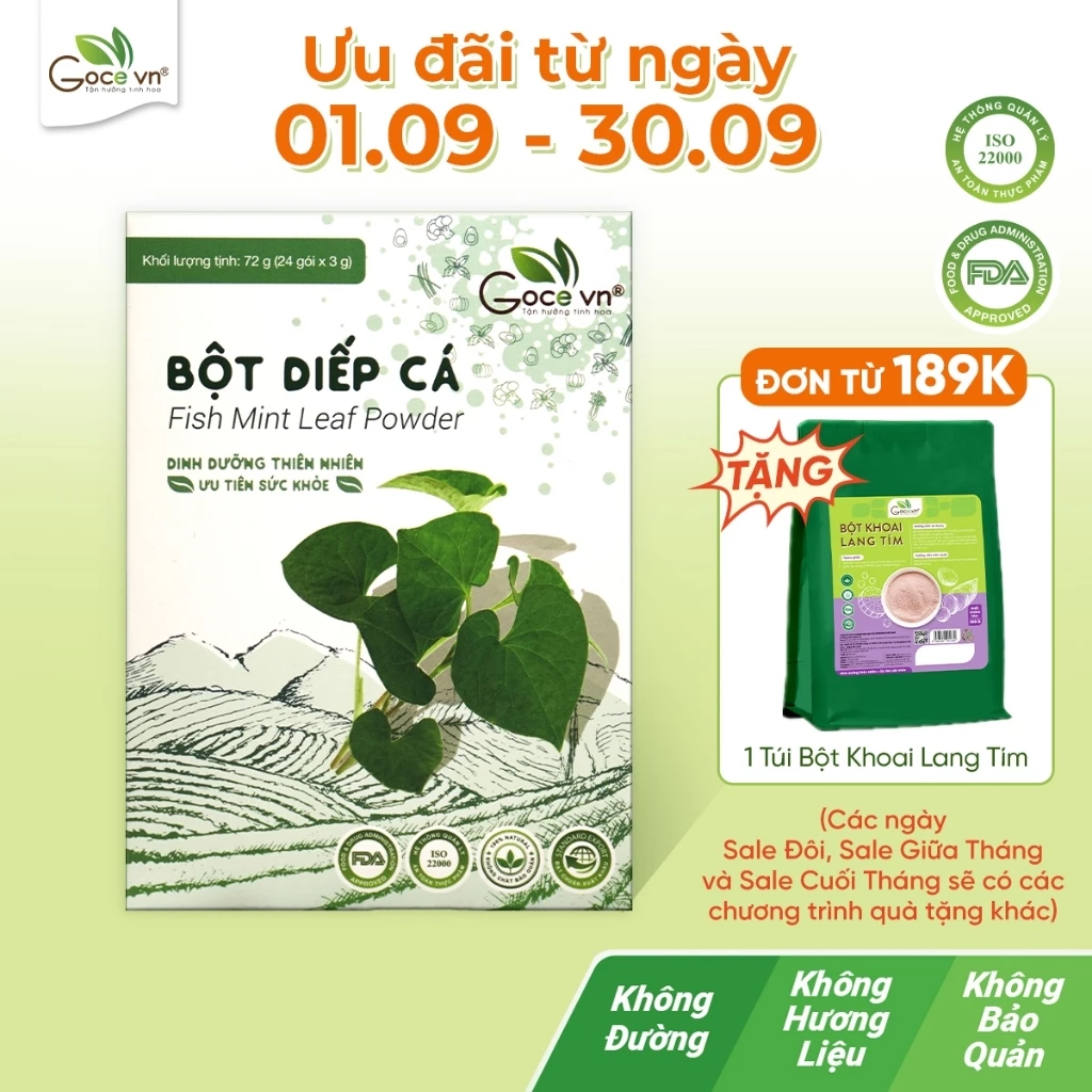 Bột diếp cá nguyên chất Goce - 72g (24 gói x 3g)