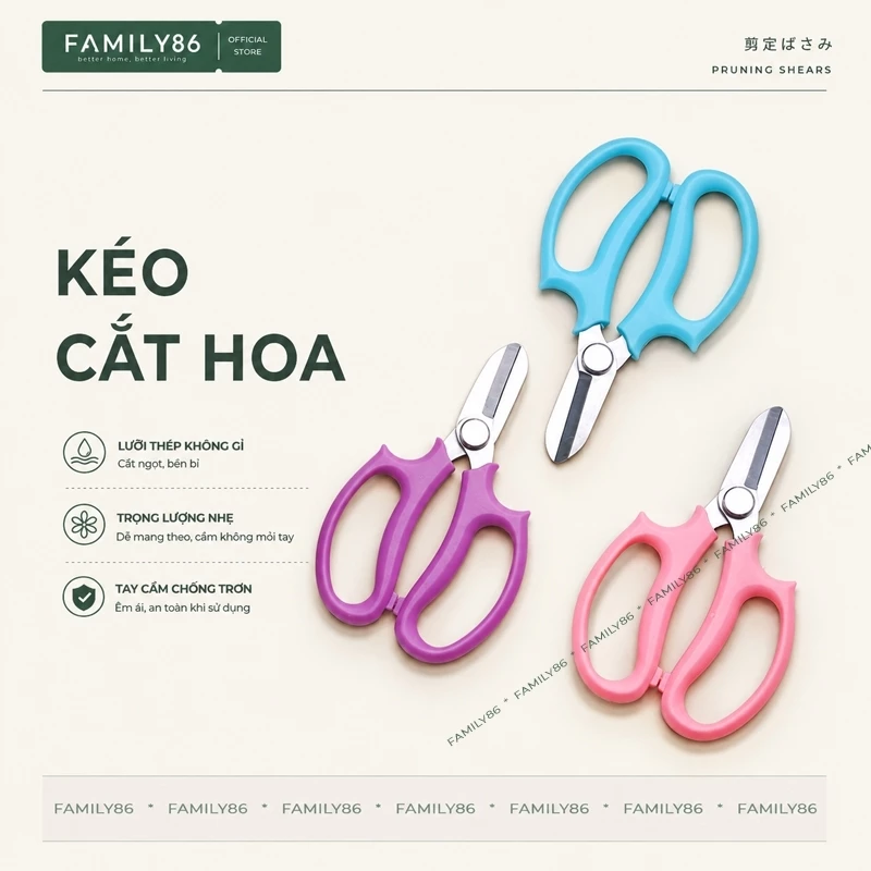 Kéo Cắt Hoa, Kéo Cắt Tỉa Hoa Cây Cảnh Lưỡi Thép Không Gỉ Sắc Bén, Kéo Cắt Cành