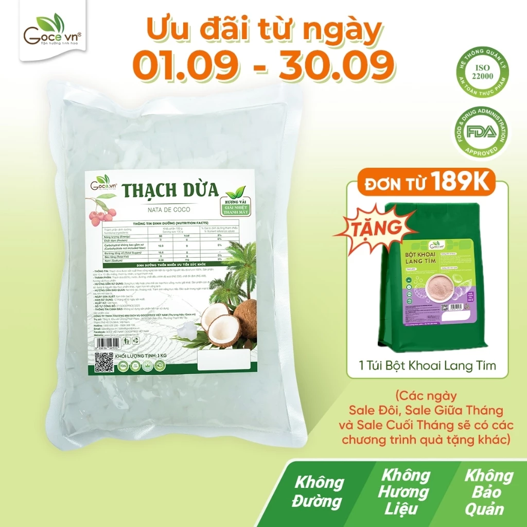 Thạch dừa hương vải Goce - Túi 1kg