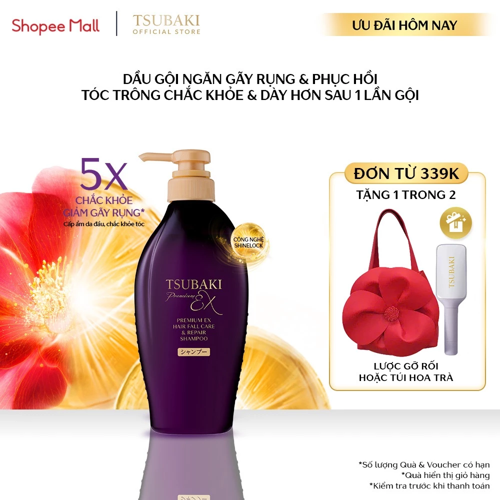 Dầu gội Phục hồi & Ngăn gãy rụng Tsubaki Premium Ex Hair Fall Care & Repair Shampoo 450ml