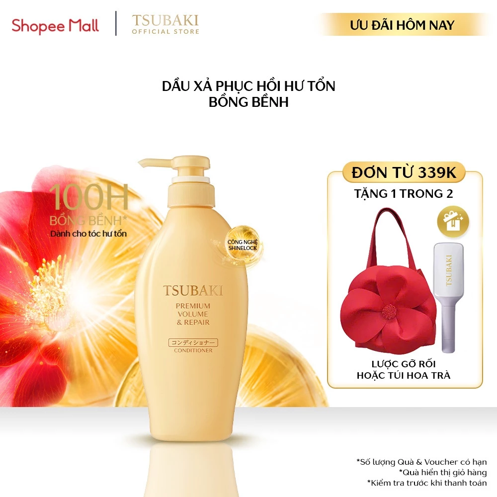 Dầu xả Phục hồi & bồng bềnh Tsubaki Premium Volume & Repair Conditioner 450ml
