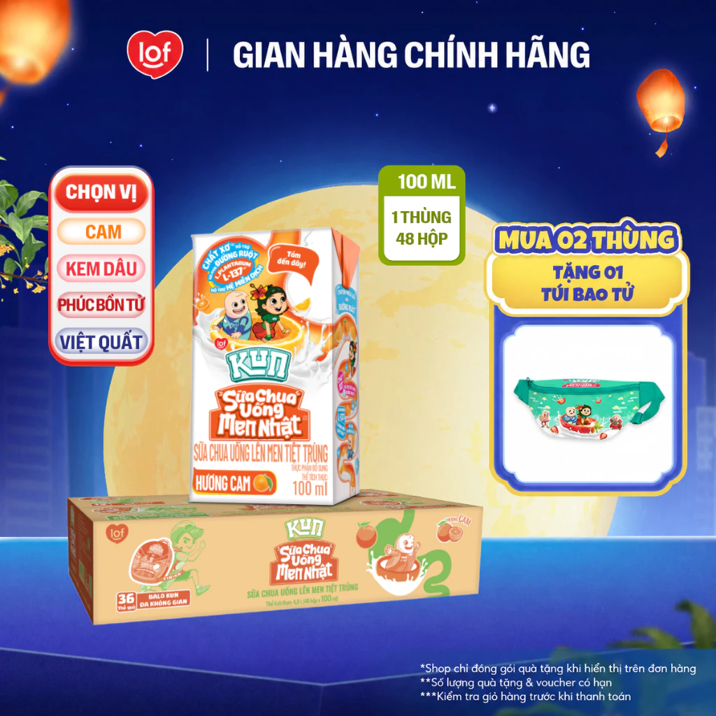 [Livestream KOL] Sữa chua uống KUN thùng 48 hộp x 100ml chọn vị