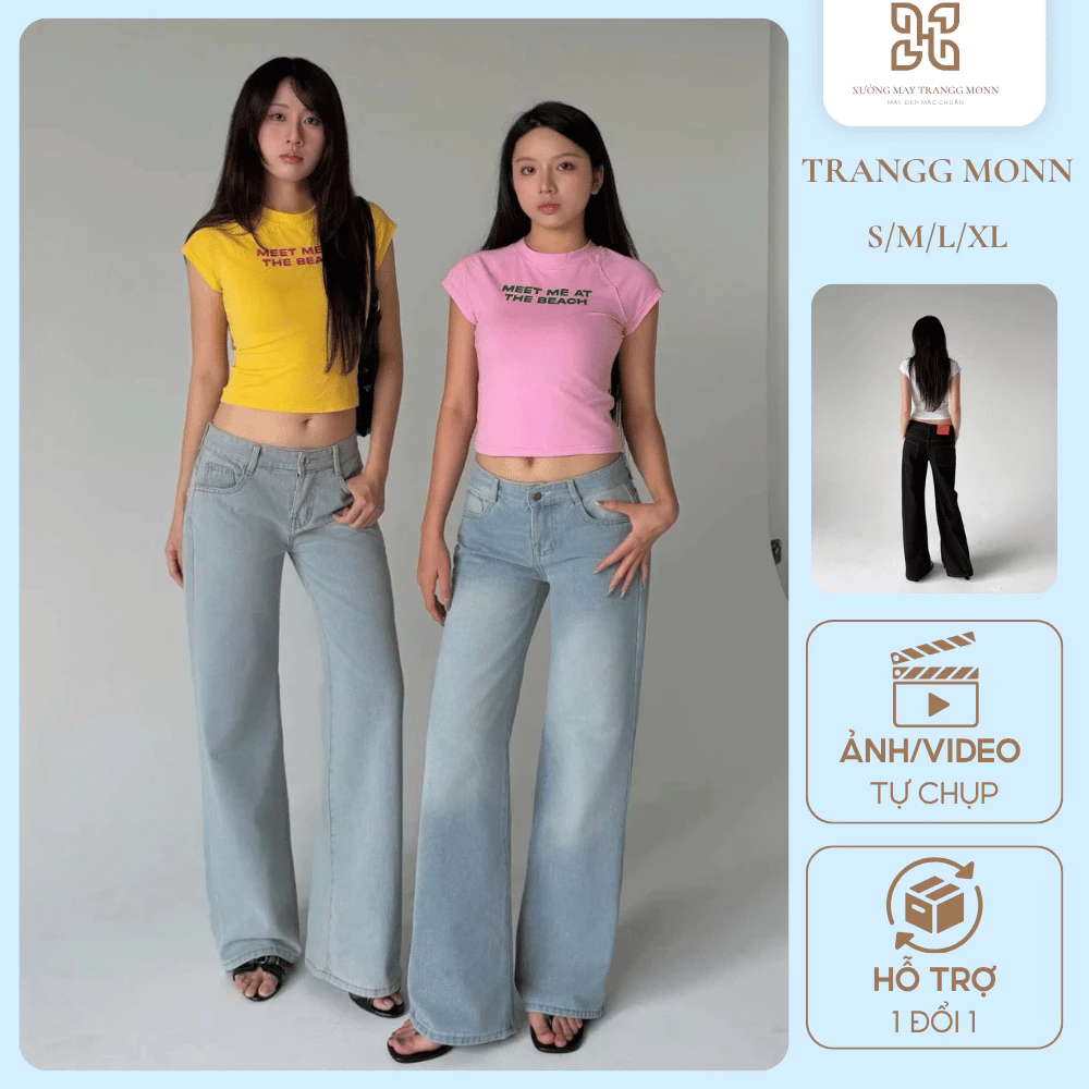 Quần Jean Nữ Cạp Trễ Ống Suông LOWEY DENIM, Quần Bò Y2K Tôn Dáng Cá Tính Thời Trang Nữ